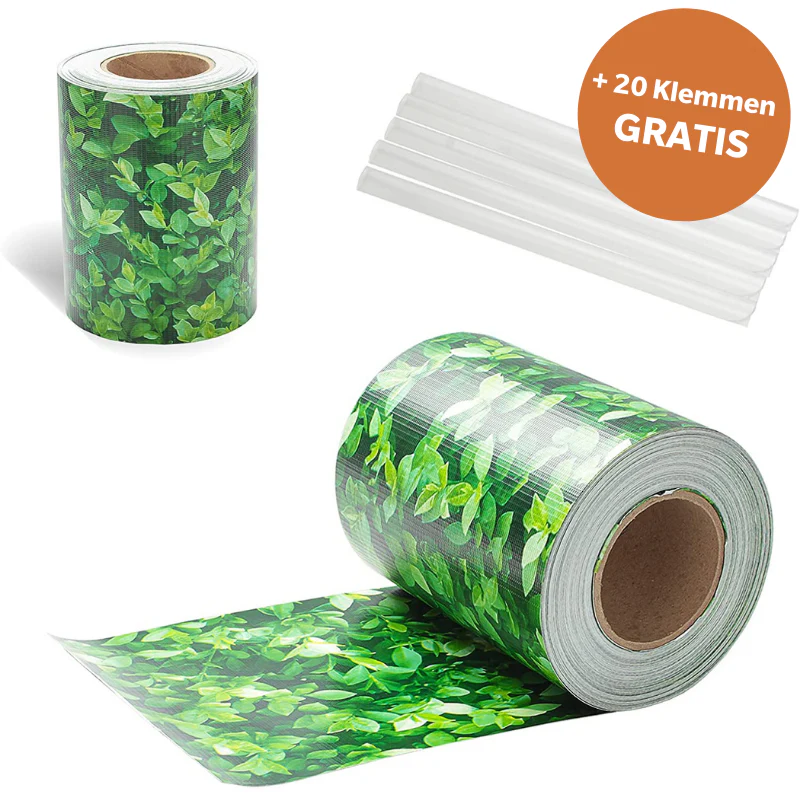PVC Sichtschutzstreifen Blatt-Muster für Doppelstabmatten 35lfm - Image 2