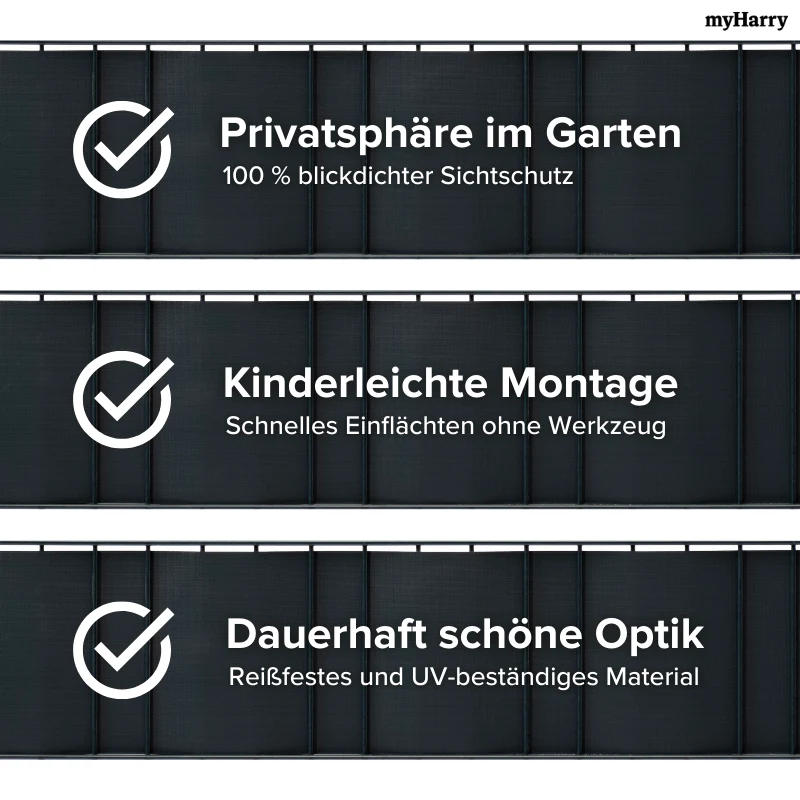 PVC Sichtschutzstreifen für Doppelstabmattenzäune Anthrazit 35lfm - Image 5