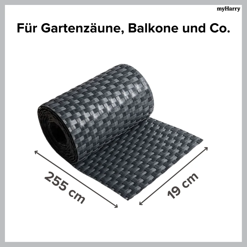 Rattan Sichtschutzstreifen Anthrazit RD03 255cm - Image 6