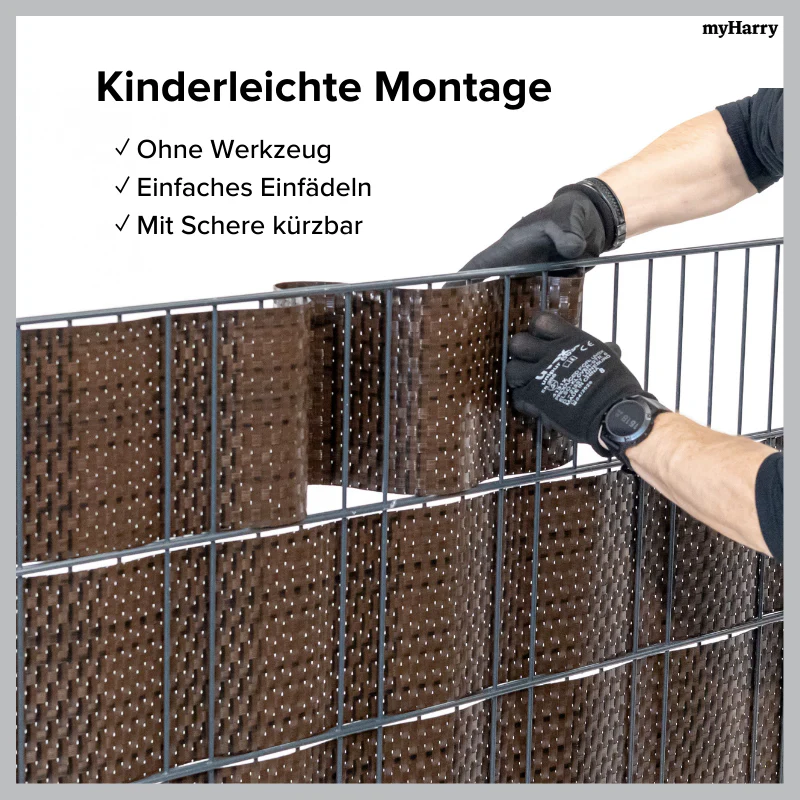 Rattan Sichtschutzstreifen Braun/Schwarz RD06 255cm - Image 3