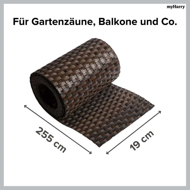 Rattan Sichtschutzstreifen Braun/Schwarz RD06 255cm - Image 6