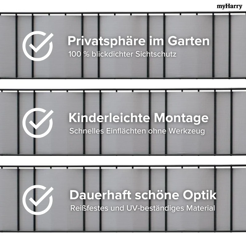 PVC Sichtschutzstreifen für Doppelstabmattenzäune Grau 35lfm - Image 5