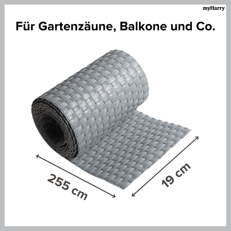 Rattan Sichtschutzstreifen Grau RD17 255cm - Image 6