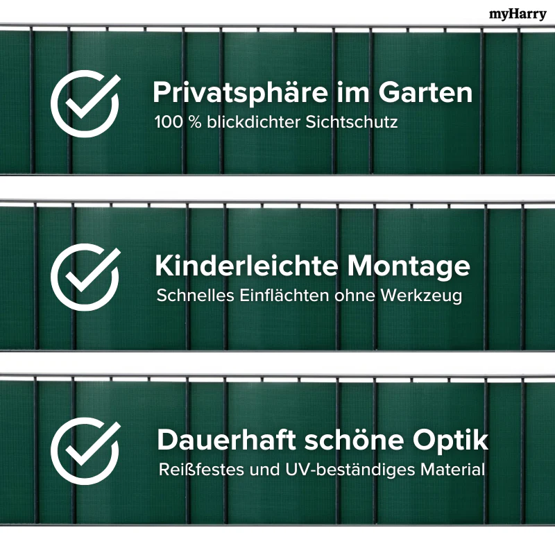 PVC Sichtschutzstreifen für Doppelstabmattenzäune Grün 35lfm - Image 5