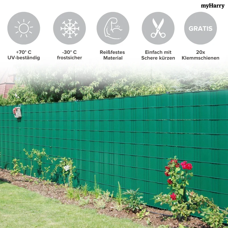 PVC Sichtschutzstreifen für Doppelstabmattenzäune Grün 35lfm - Image 6