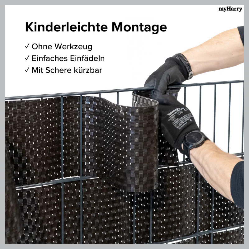 Rattan Sichtschutzstreifen Schwarz RD04 255cm - Image 3