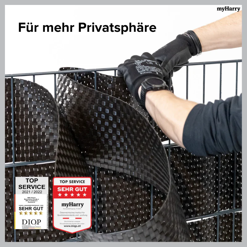 Rattan Sichtschutzstreifen Schwarz RD04 255cm - Image 4