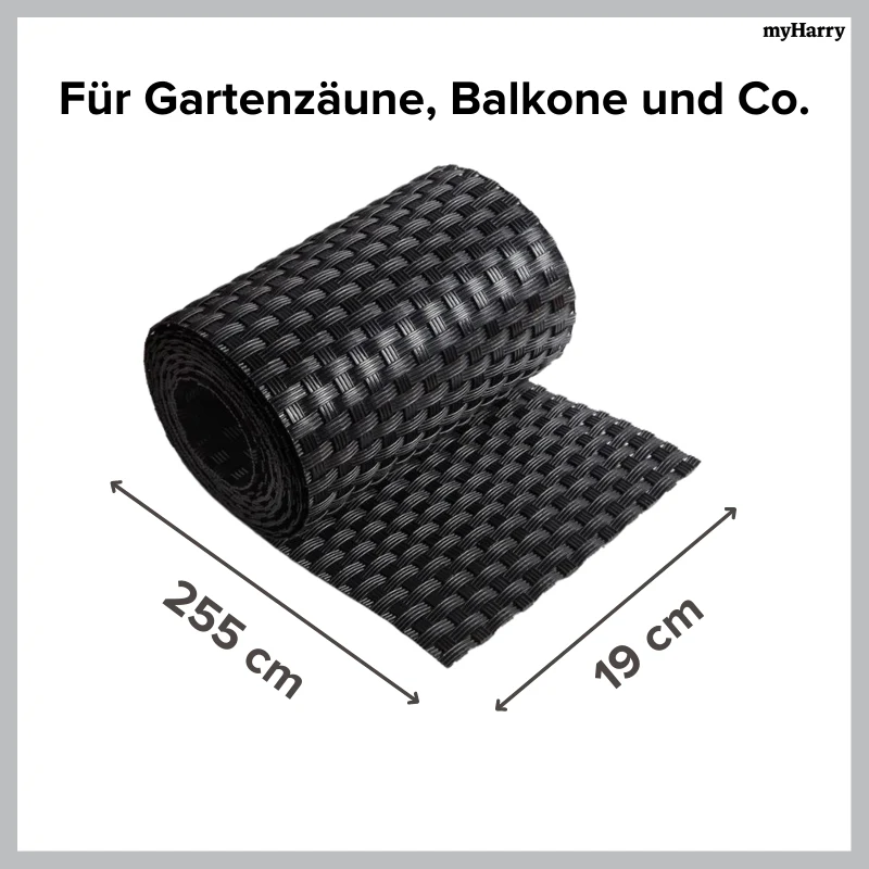 Rattan Sichtschutzstreifen Schwarz RD04 255cm - Image 6