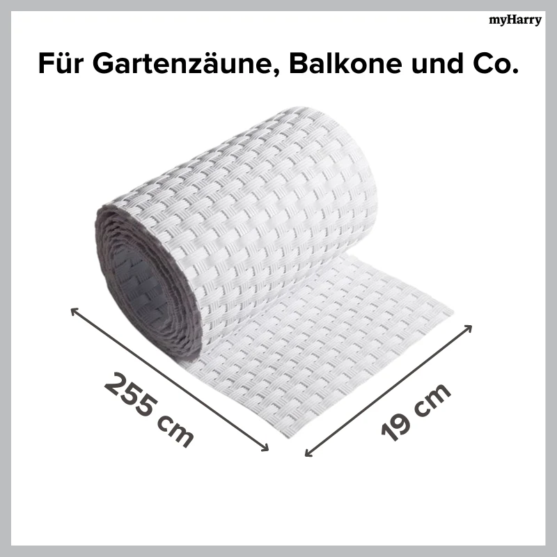 Rattan Sichtschutzstreifen Weiß RD07 255cm - Image 6