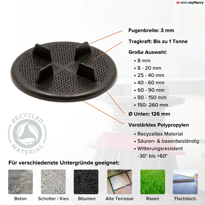 Stelzlager 8mm fix für Terrassenplatten YEED - Image 4